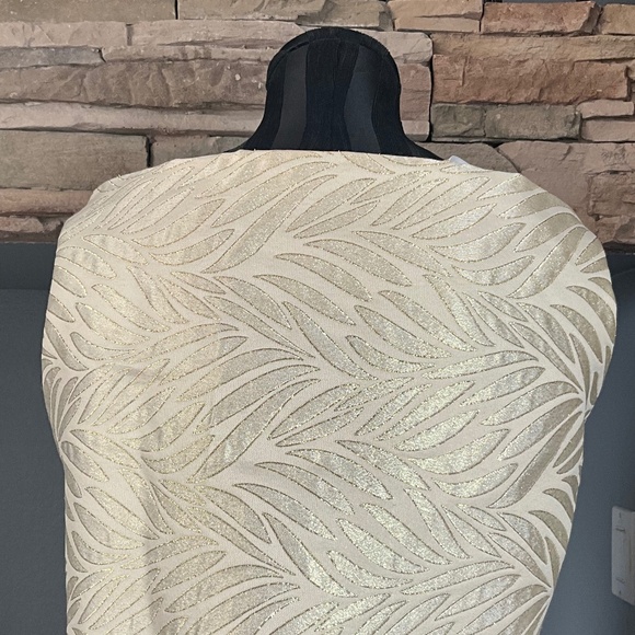 Jessica McClintock Satin Metallic Oversized Bridal Wrap Party Gala Cream Gold OS - Picture 6 of 9